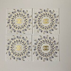4 CHANEL 2025 Holidays Winter Square 2.75” Promo Decor Art Craft Card Cards Set